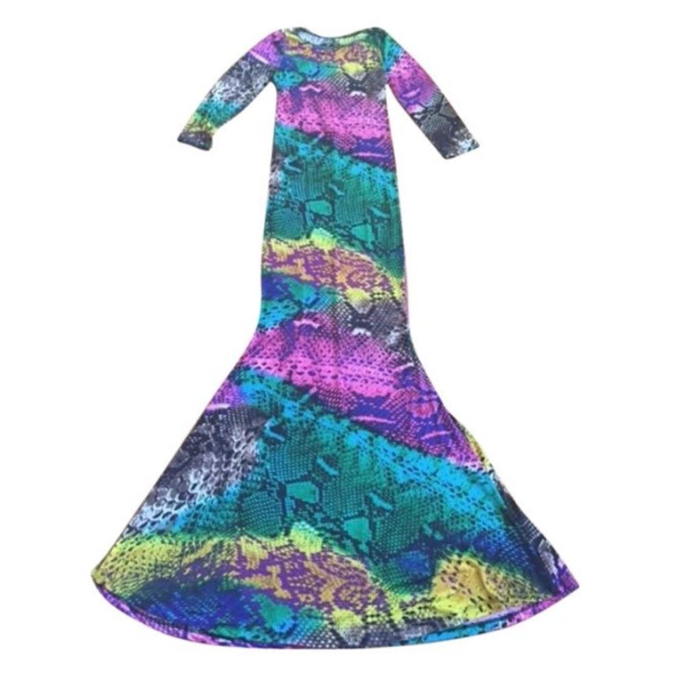 Multi Snake Skin Print Maxi Dress